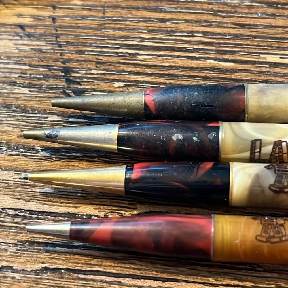 4 vintage advertising mechanical pencils Layrite concrete Seattle WA REDIPOINT